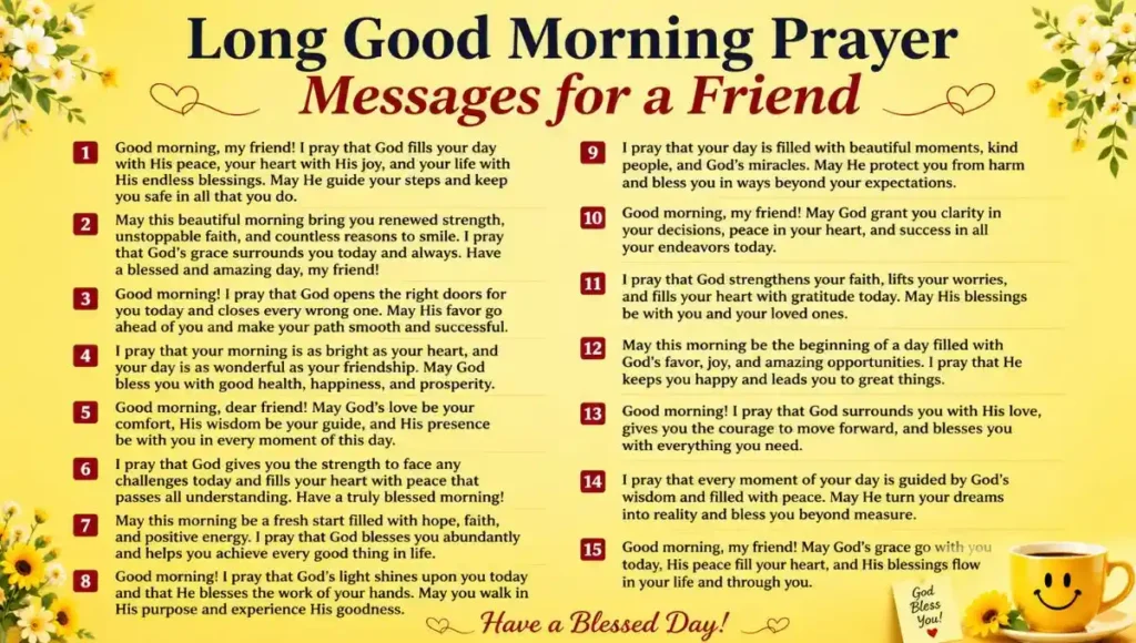 Long Good Morning Prayer Messages for a Friend