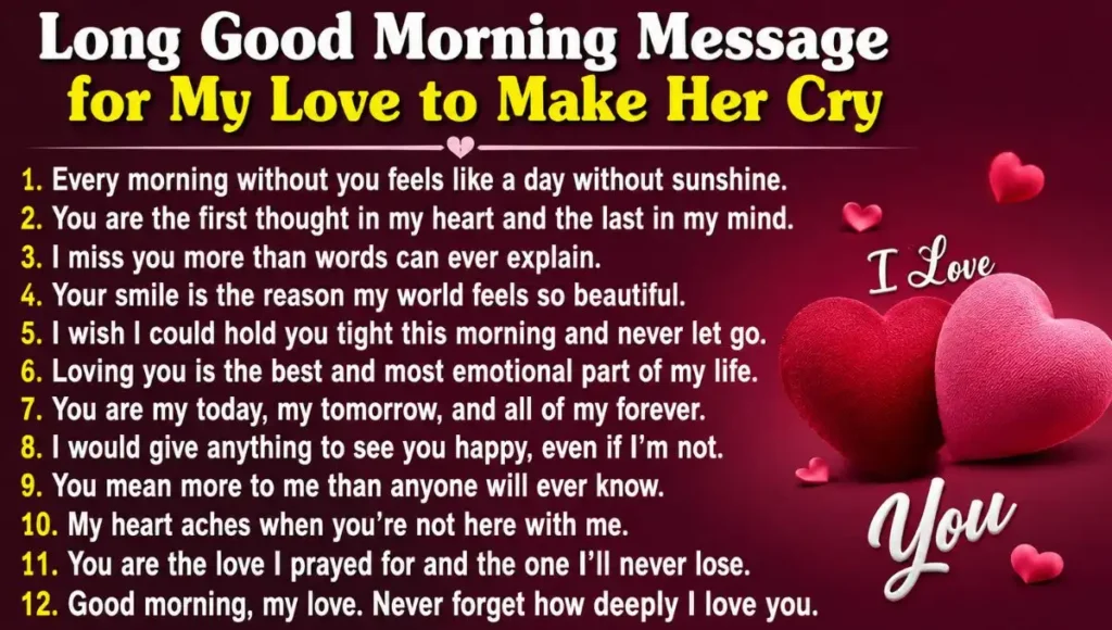 Long Good Morning Message for My Love to Make Her Cry