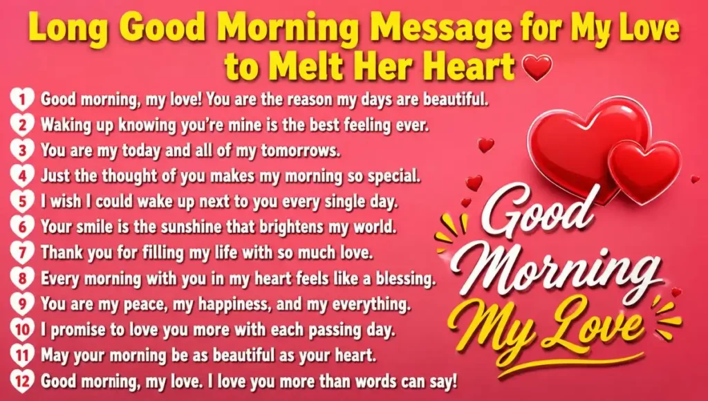 Long Good Morning Message for My Love to Melt Her Heart