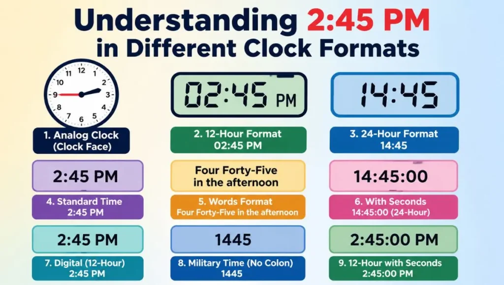 Understanding 2:45 PM in Different Clock Formats