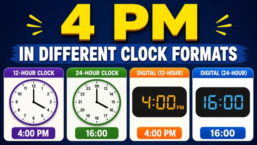 4 PM in Different Clock Formats