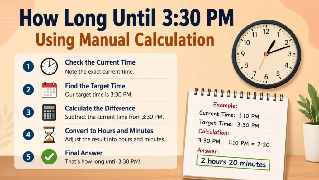 How Long Until 3:30 PM Using Manual Calculation