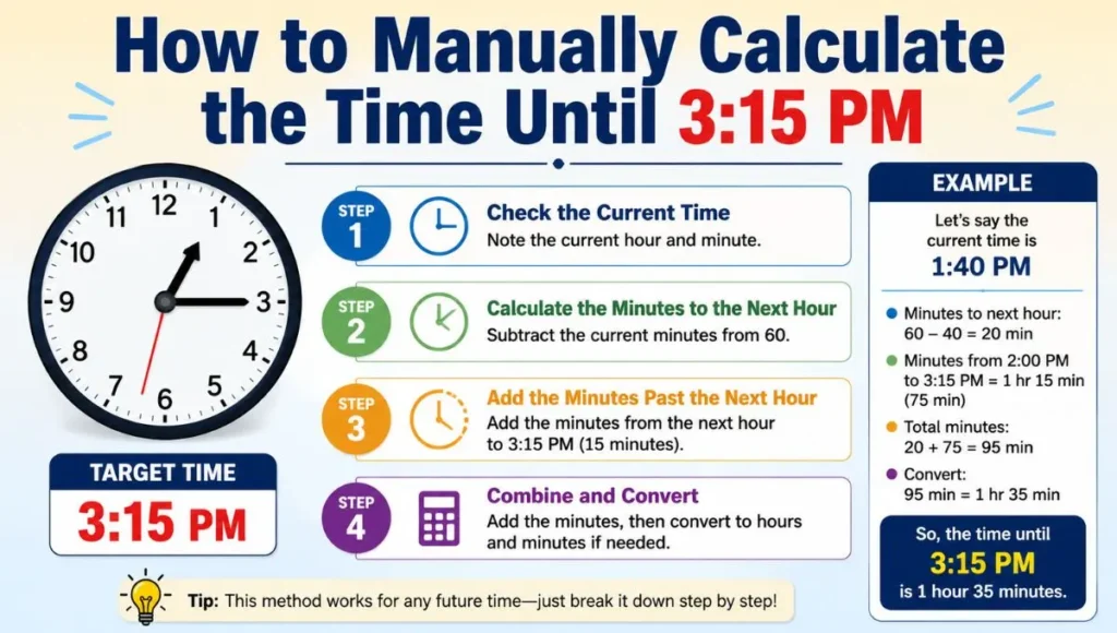 How to Manually Calculate the Time Until 3:15 PM