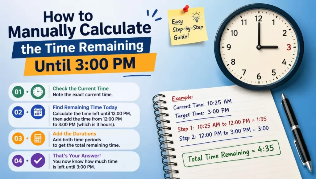 How to Manually Calculate the Time Remaining Until 3:00 PM