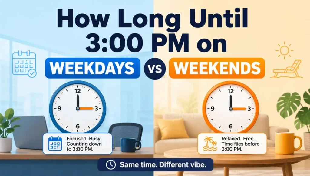 How Long Until 3:00 PM on Weekdays vs Weekends