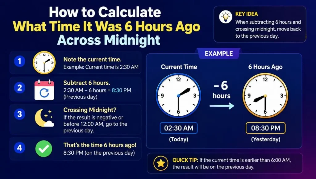 How to Calculate What Time It Was 6 Hours Ago Across Midnight