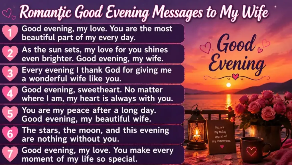 Romantic Good Evening Messages to My Wife