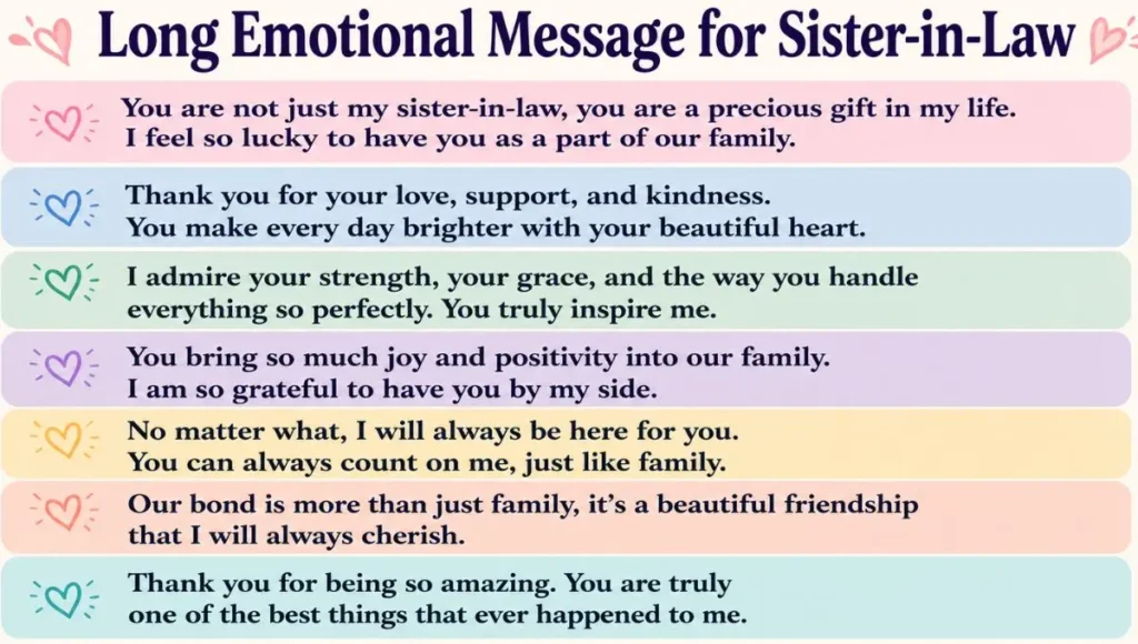 Long Emotional Message for Sister-in-Law