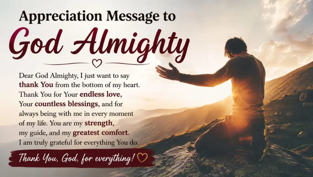 Appreciation message to God Almighty